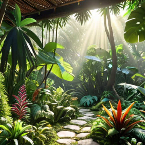 Home 4 **
"A lush, vibrant tropical garden representing the gut microbiome, teeming with diverse flora and fauna symbolizing different bacteria strains. Focus on the interconnectedness and balance within this ecosystem. Sunlight filters through the canopy. Intricate details, high resolution."
**