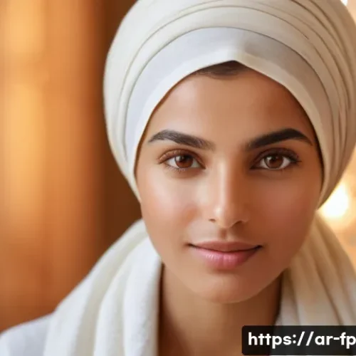 Home 30 마이크로바이옴의 변화가 피부 건강에 미치는 영향 - A detailed, close-up portrait of a Middle Eastern woman with flawless, glowing skin, gently touching...